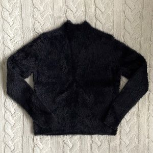 Banana Republic Fuzzy Black Mock Neck Sweater